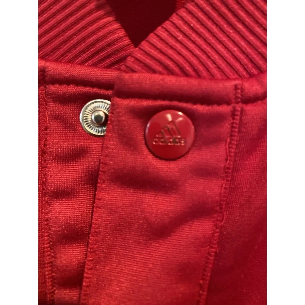 Adidas Men's Sz Large Track Jacket Logo Red Maroon Button Up‎ Pockets VTG